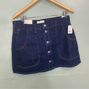 Citizens of Humanity Curved Pocket Mini Skirt Denim Front Button Up Size 29 Blue